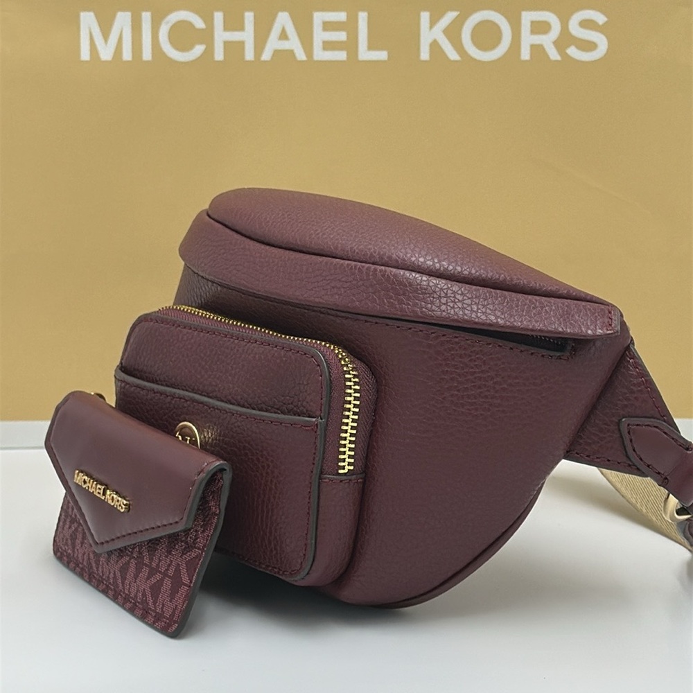 Michael Kors Maisie 2 In 1 Small Leather Waist pack Fanny pack Bag (Oxblood) MK - Picture 6 of 16